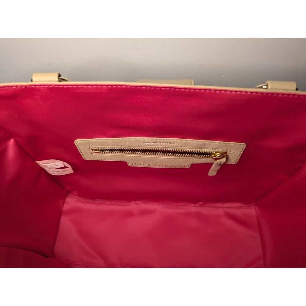 Juicy Couture Freya Genuine Leather Satchel Bejeweled Cream Gold NWT‎ Dust Bag
